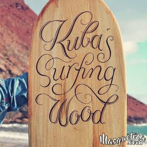 MasQueTiza 13 Pirograbados Tabla de surf Alaia Canarias Carteles de madera Rotulación artística Tenerife